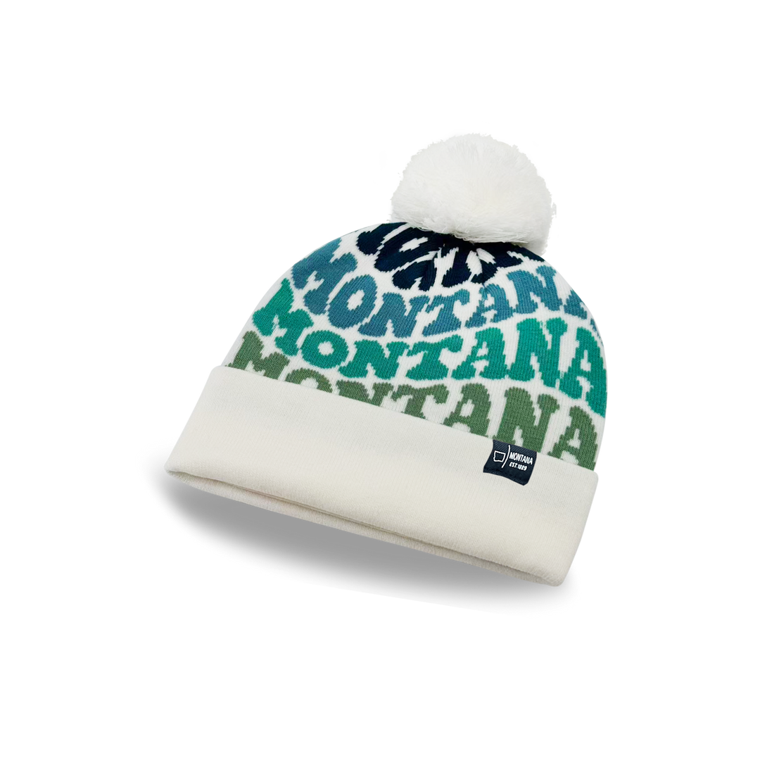 MONTANA Colorful Knit Pom Pom Beanie - Retro Warm Winter Hat