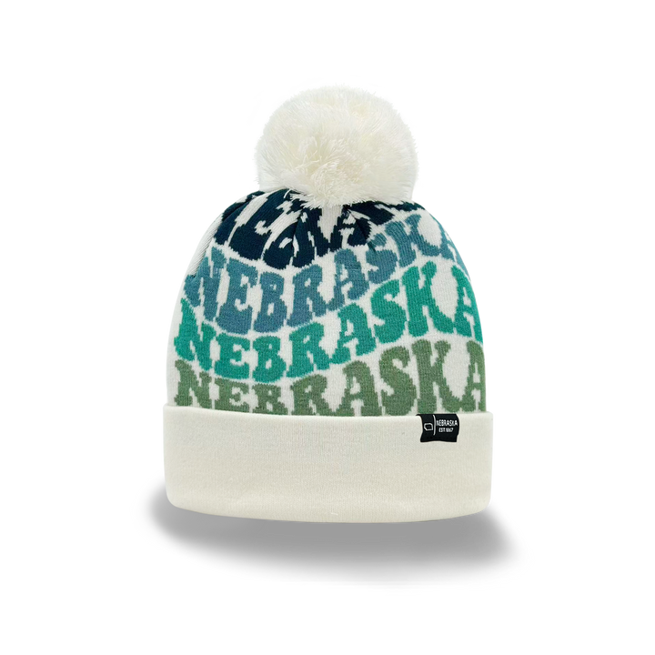 NEBRASKA Colorful Knit Pom Pom Beanie - Retro Winter Warm Hat