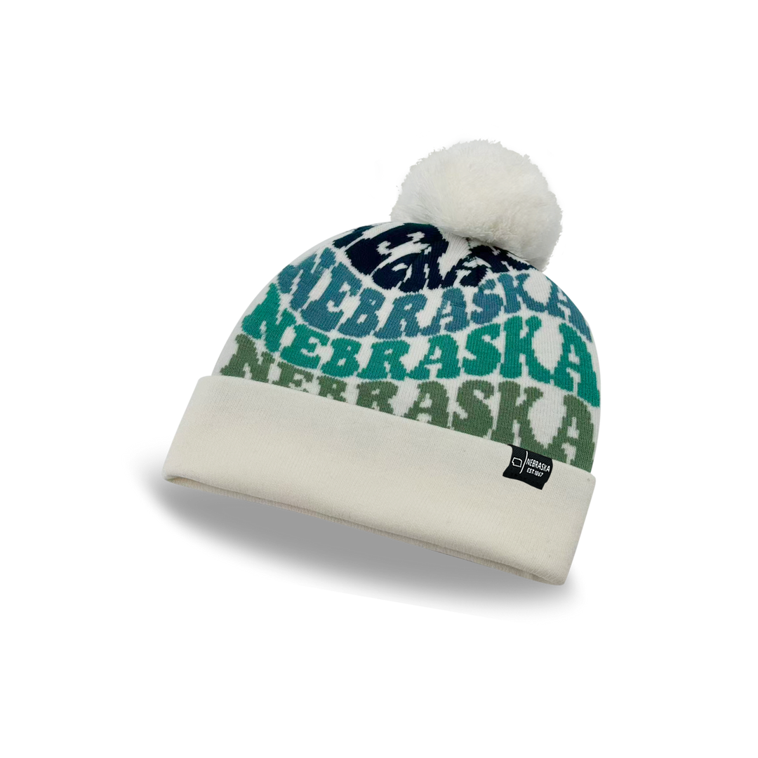 NEBRASKA Colorful Knit Pom Pom Beanie - Retro Winter Warm Hat