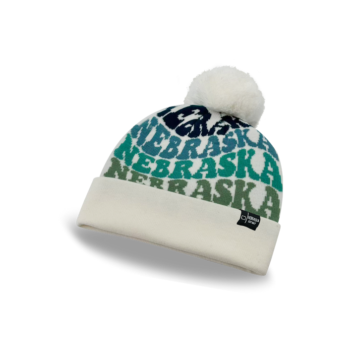 NEBRASKA Colorful Knit Pom Pom Beanie - Retro Winter Warm Hat