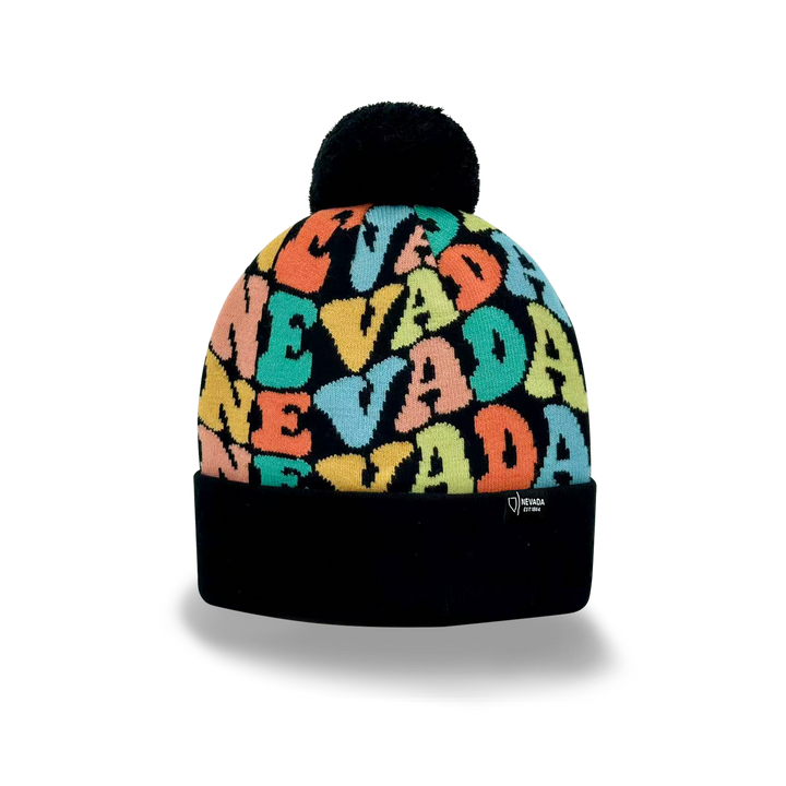 NEVADA Colorful Knit Pom Pom Beanie - Retro Warm Winter Hat