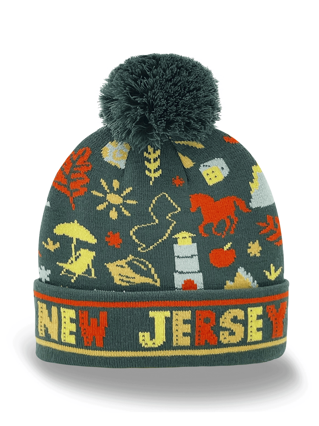 New Jersey State Knit Beanie Hat with Pom Pom | Coastal Nature Travel Gift