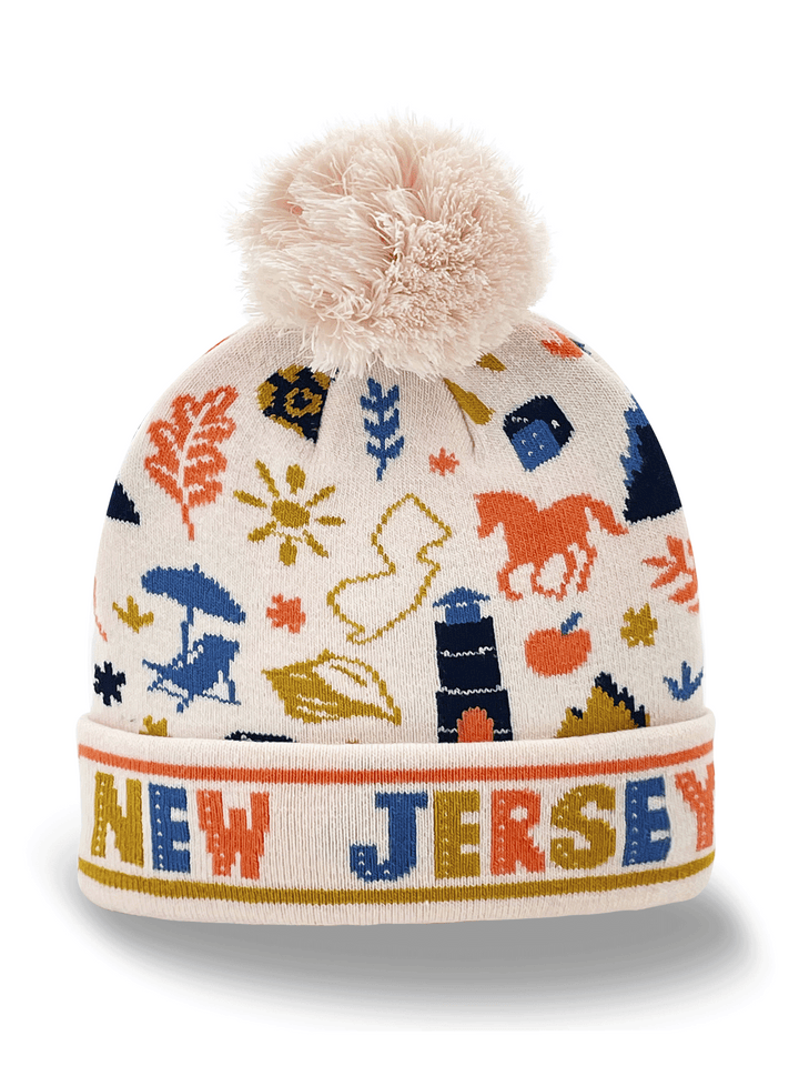 New Jersey State Knit Beanie Hat with Pom Pom | Coastal Nature Travel Gift