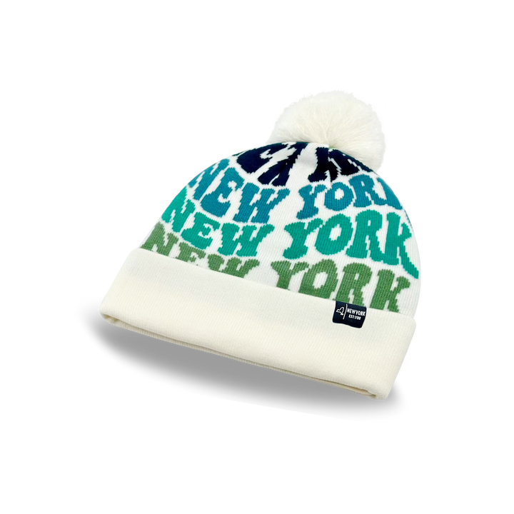 NEW YORK Colorful Knit Pom Pom Beanie - Retro Winter Hat