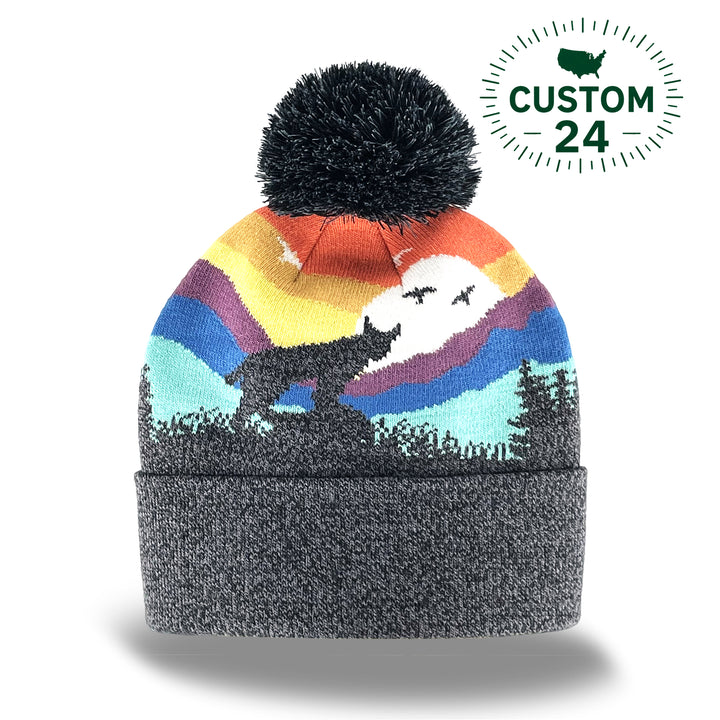 Kid Bobcat Pom Beanie – Warm Winter Mountain Knit Hat | Kids & Adult Beanie | Parent-Child Matching