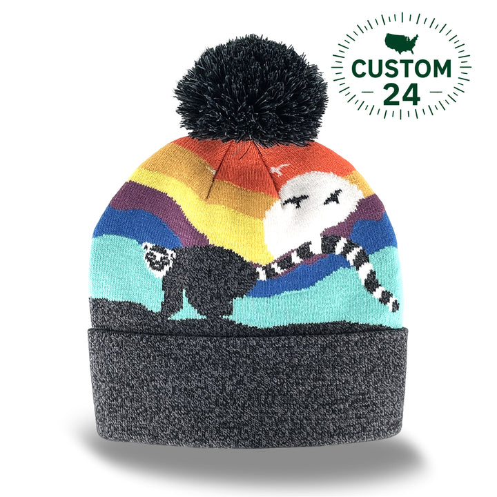 Ring-Tailed Lemur Kids Beanie Hat – Colorful Knit Winter Hat for Little Explorers