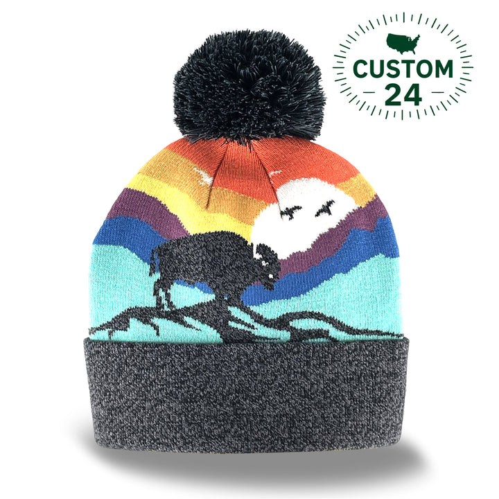 American Bison Kids Beanie Hat – Warm Knit Winter Hat for Little Adventurers