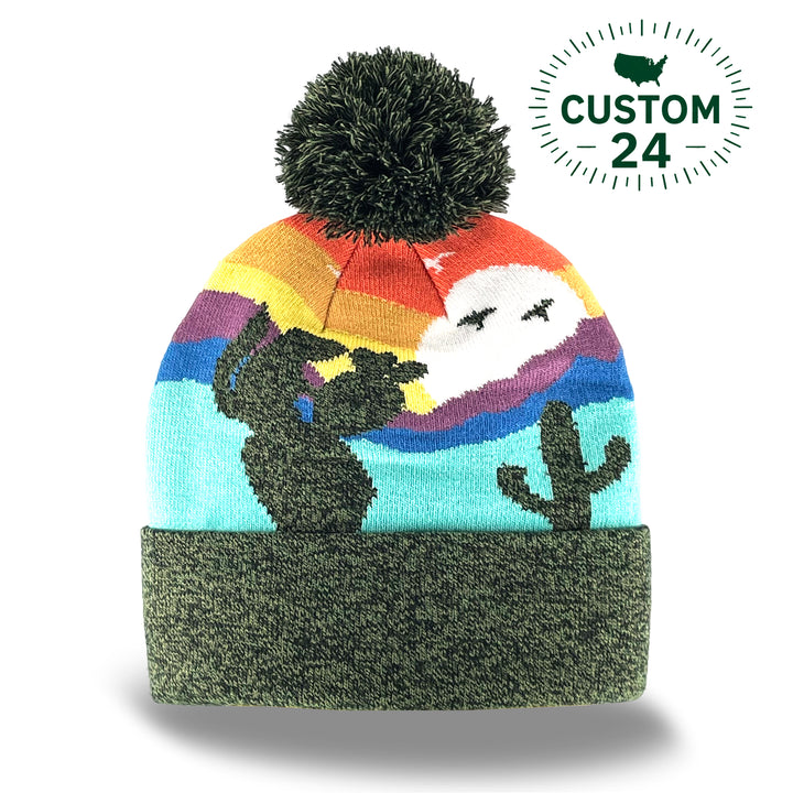 Kid Cactus Pom Beanie Warm Winter Knit Hat for Outdoor Adventure