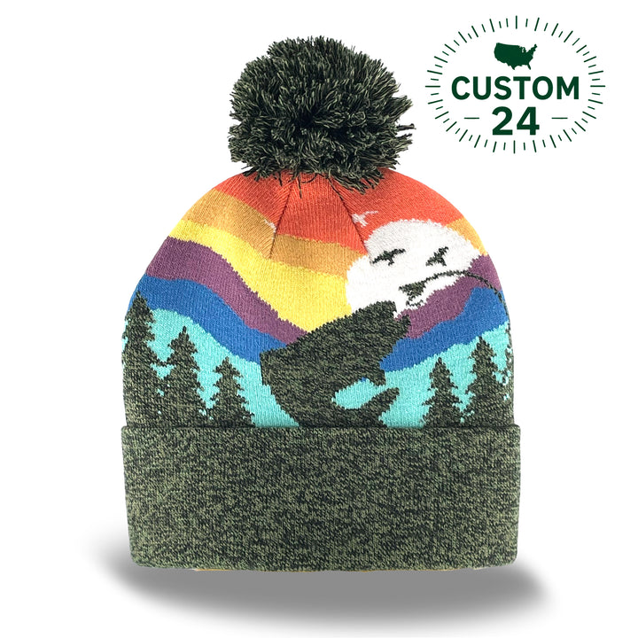 Kids Fishing Pom Beanie Warm Winter Knit Hat for Outdoor Adventure