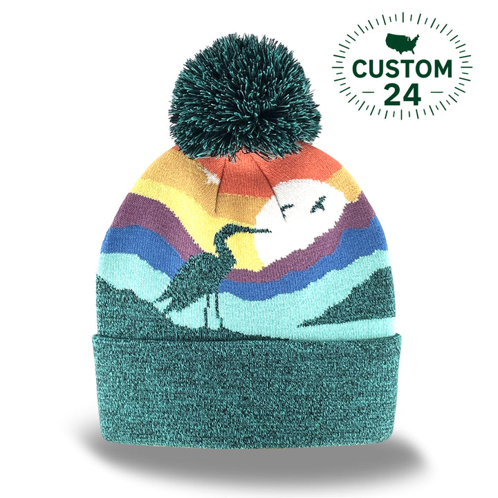 Great Blue Heron Kids Beanie Hat – Colorful Knit Winter Hat for Nature Lovers