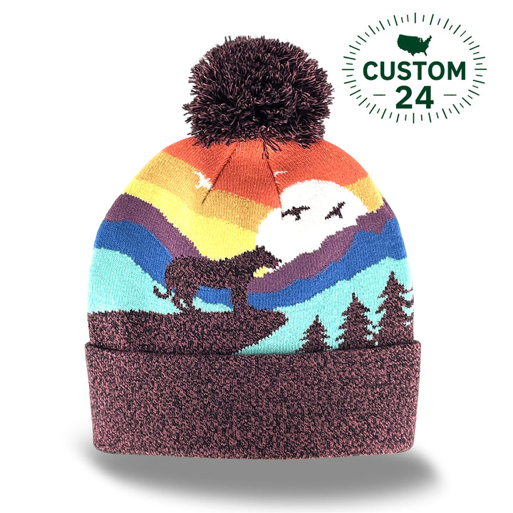 Kid Cheetah Pom Beanie Warm Winter Knit Hat for Outdoor Adventure
