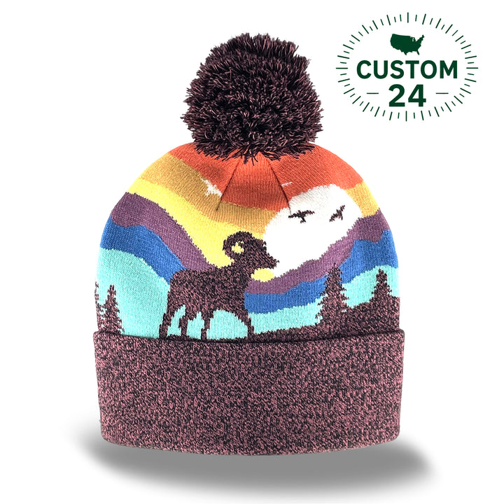 Bighorn Sheep Kids Beanie Hat – Warm Mountain Knit Winter Hat for Children
