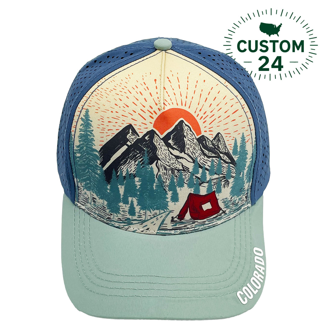 Colorado Mountain Camping Baseball Cap – Custom Outdoor Adventure Travel Hat