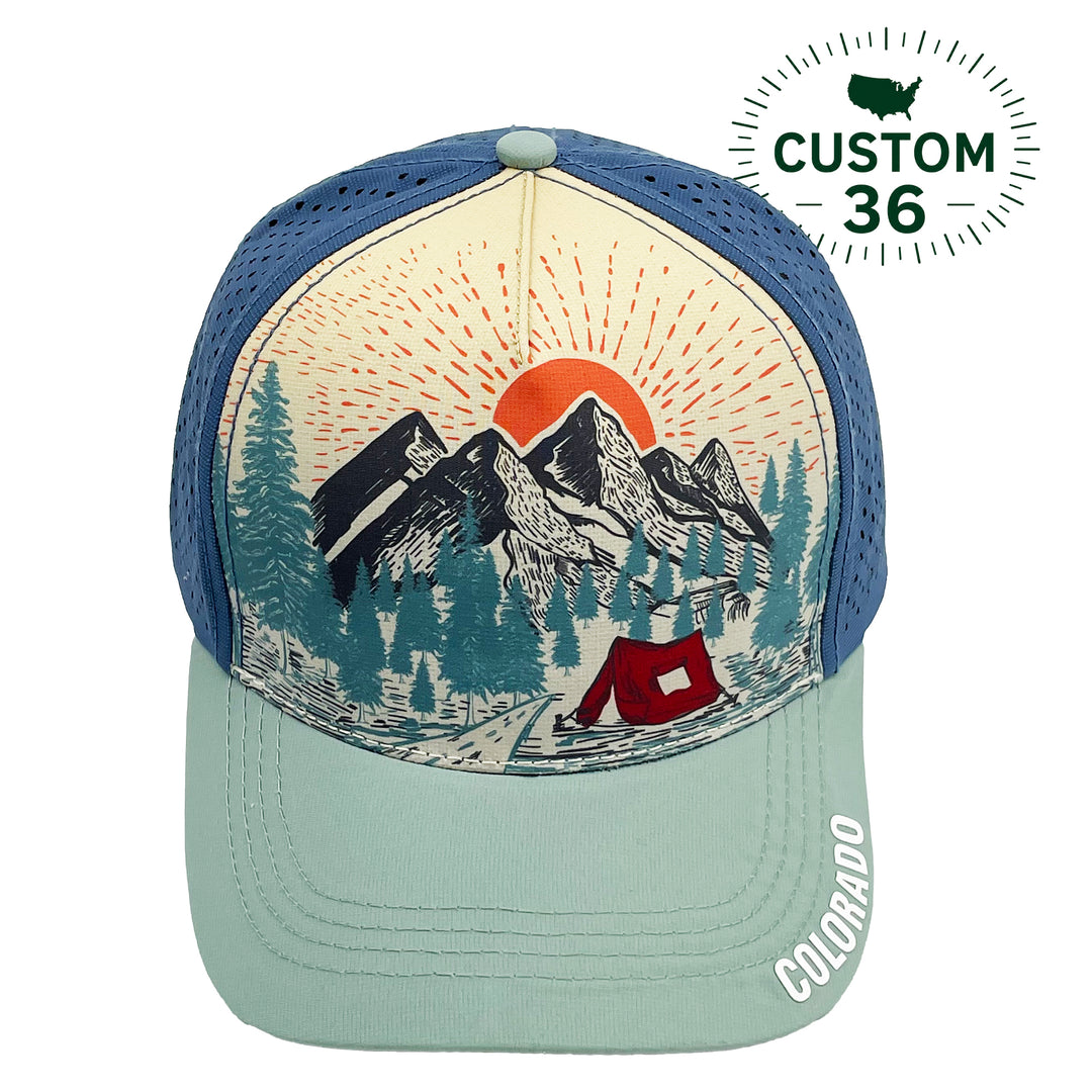 Colorado Mountain Camping Baseball Cap – Custom Outdoor Adventure Travel Hat