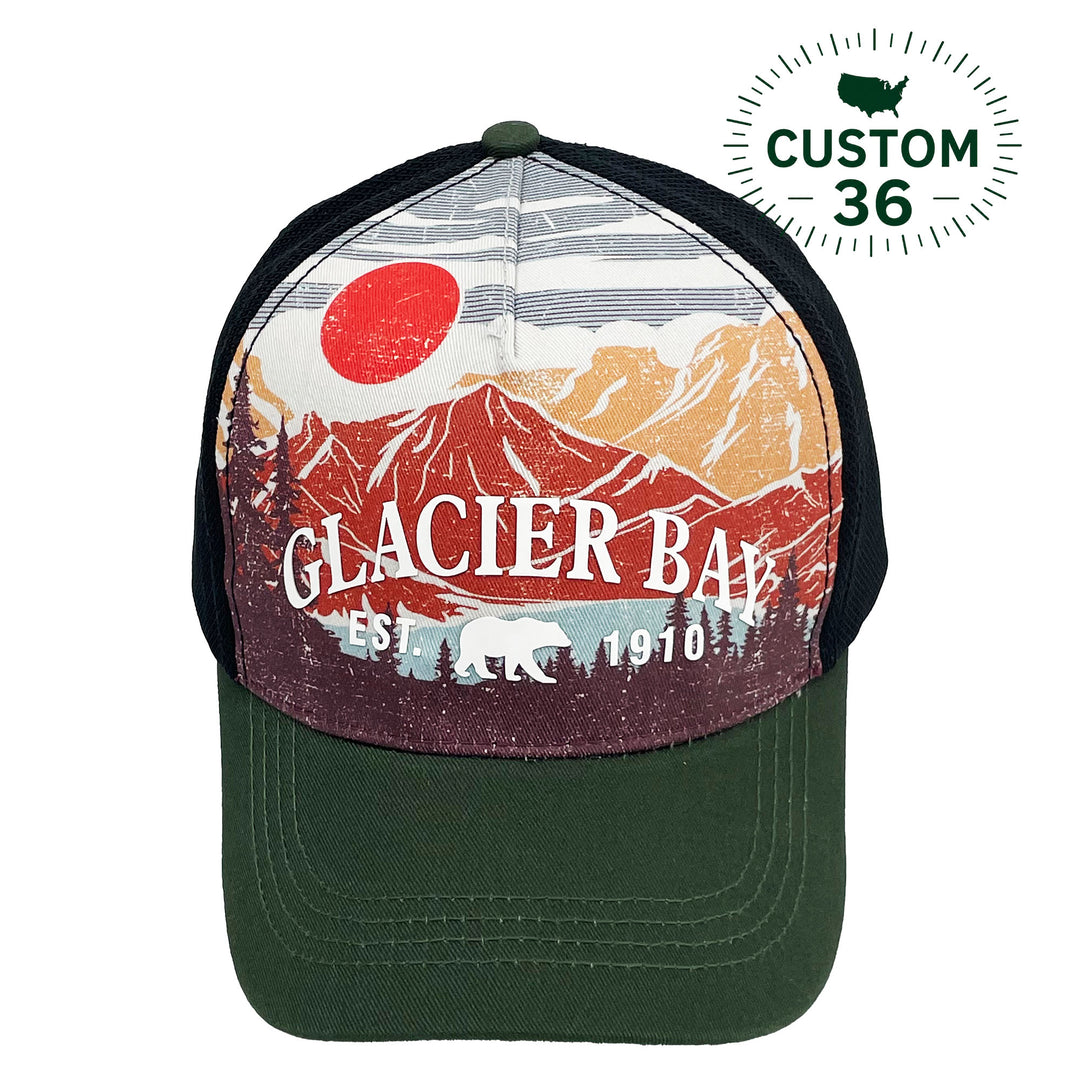 Glacier Bay Scenic Mountain Outdoor Adventure Graphic Trucker Baseball Cap