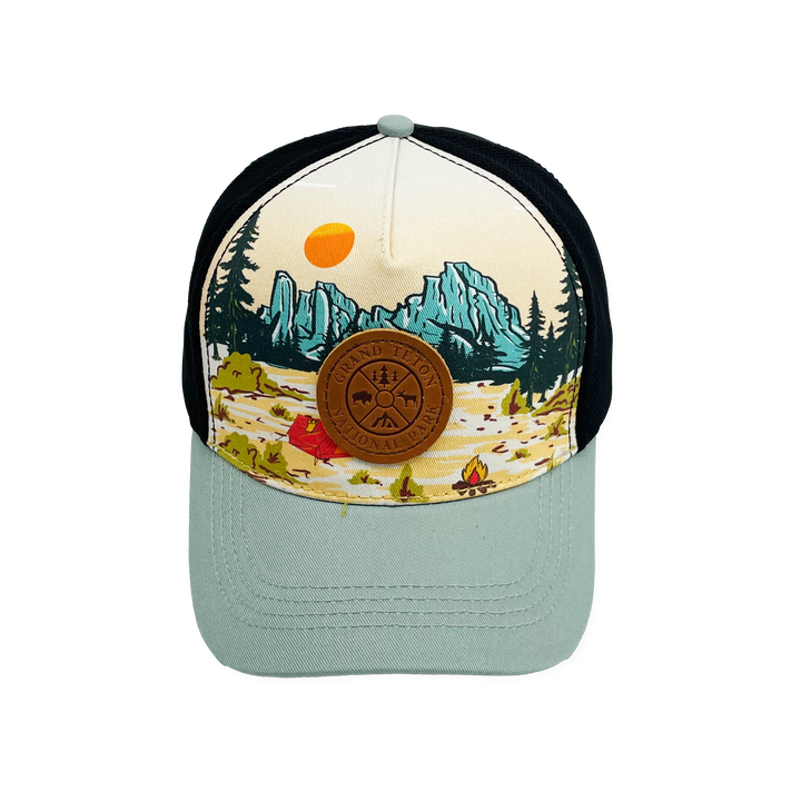 Grand Teton National Park Scenic Baseball Cap with Camping Mountain Trucker Hat