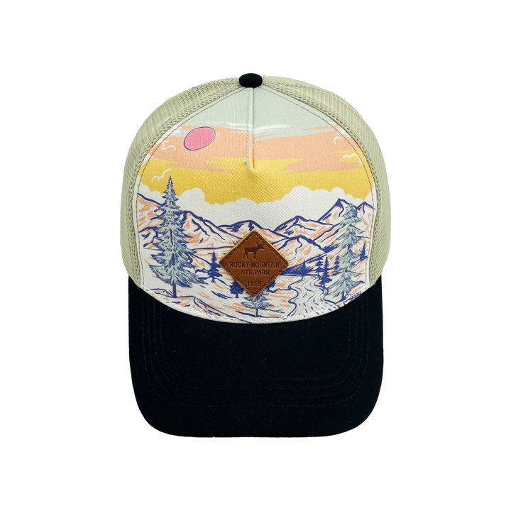 Rocky Mountain National Park Scenic Baseball Cap with Sunset River Trucker Hat