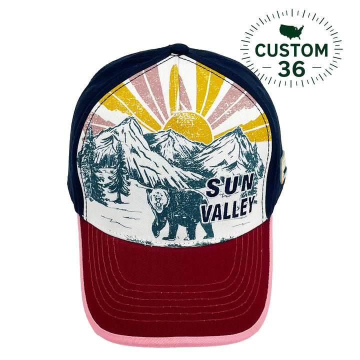 Sun Valley Mountain Bear Sunrise Baseball Cap with Scenic Outdoors Trucker Hat