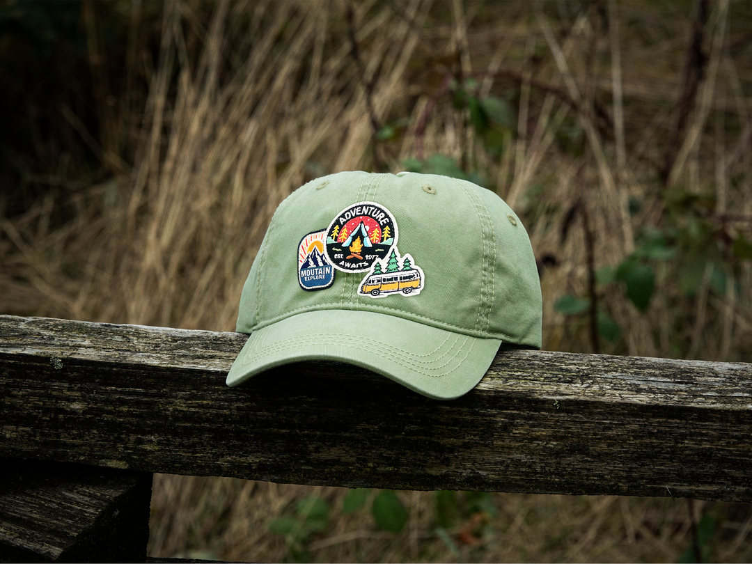 Adventure Awaits Embroidered Patch Baseball Cap – Mountain Explore Camping Outdoor Dad Hat Gift for Travelers