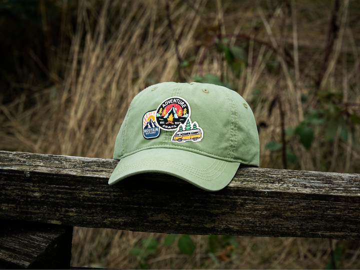 Adventure Awaits Embroidered Patch Baseball Cap – Mountain Explore Camping Outdoor Dad Hat Gift for Travelers