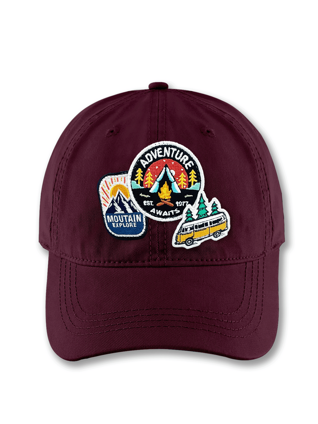 Adventure Awaits Embroidered Patch Baseball Cap – Mountain Explore Camping Outdoor Dad Hat Gift for Travelers