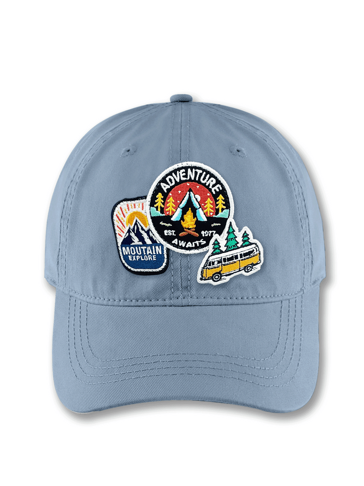 Adventure Awaits Embroidered Patch Baseball Cap – Mountain Explore Camping Outdoor Dad Hat Gift for Travelers