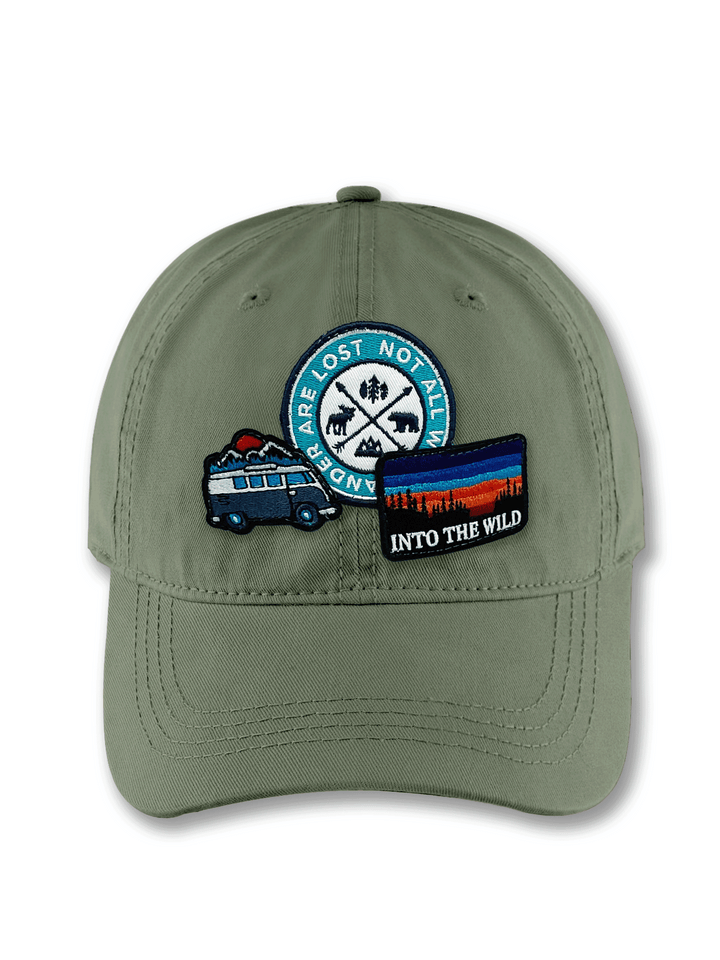 Into The Wild Adventure Embroidered Patch Baseball Cap – Camper Van Nature Travel Dad Hat Gift for Explorers