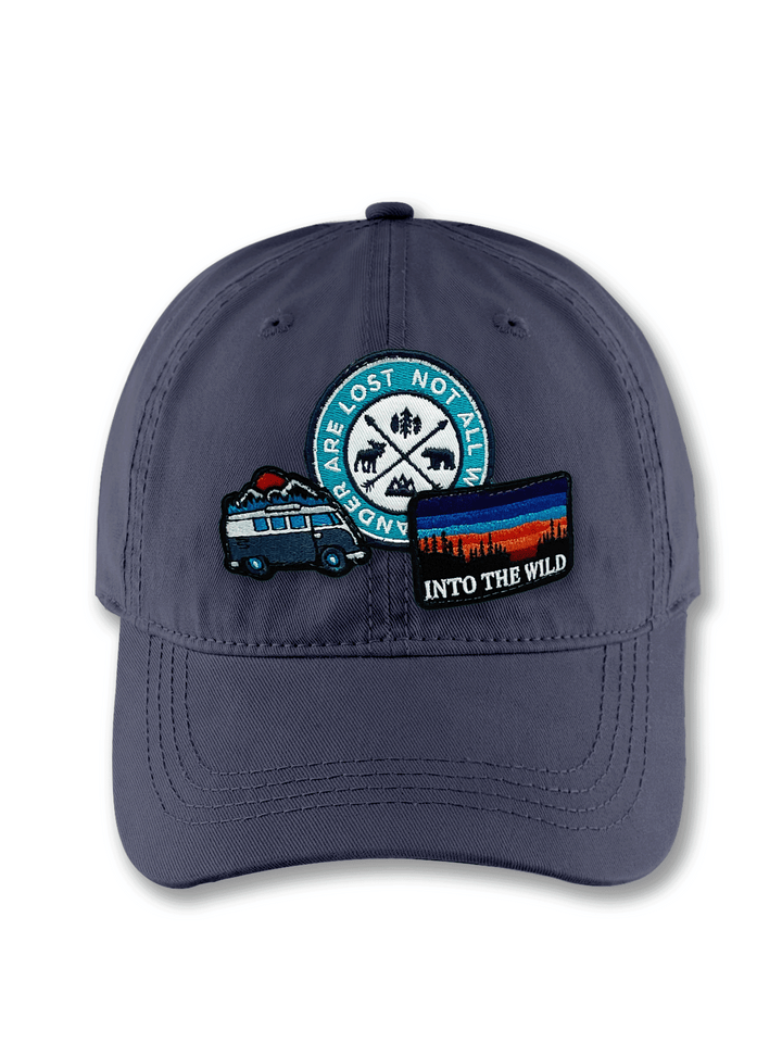 Into The Wild Adventure Embroidered Patch Baseball Cap – Camper Van Nature Travel Dad Hat Gift for Explorers