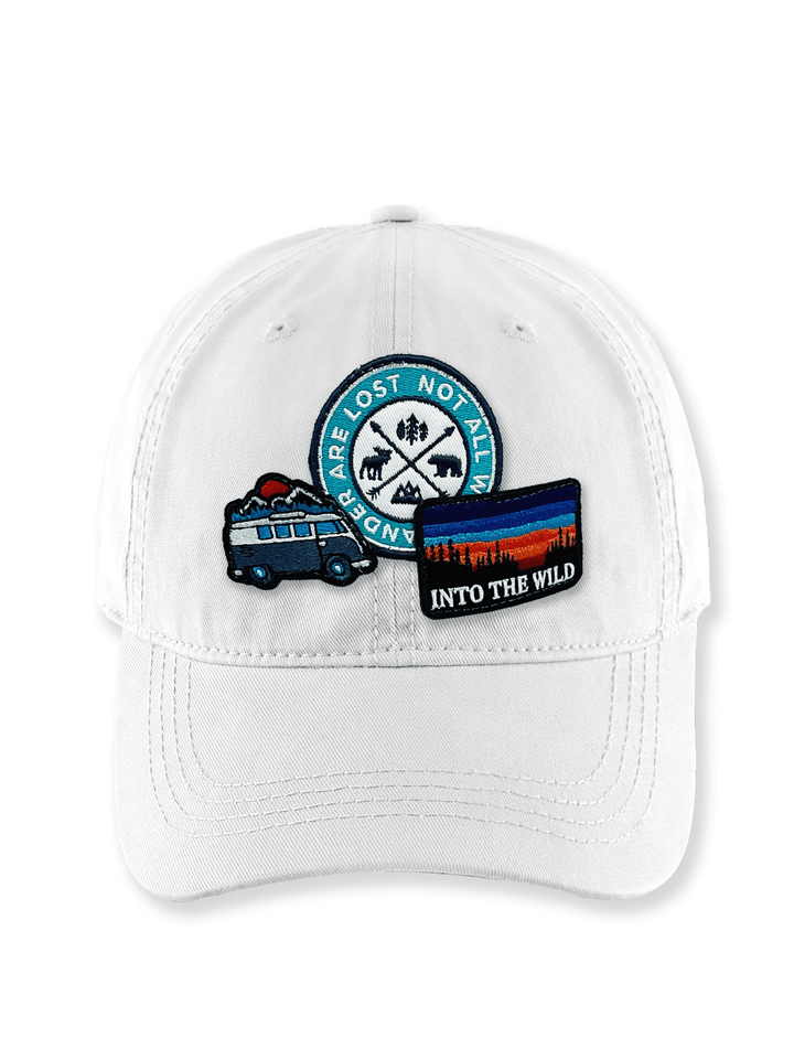 Into The Wild Adventure Embroidered Patch Baseball Cap – Camper Van Nature Travel Dad Hat Gift for Explorers