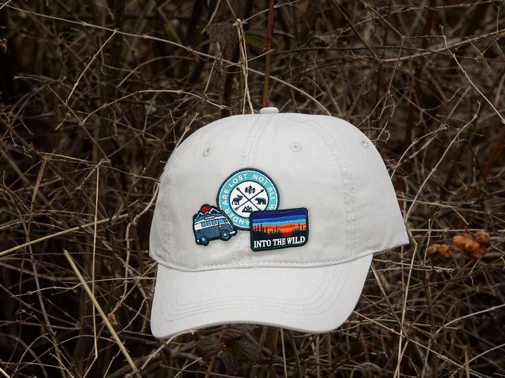 Into The Wild Adventure Embroidered Patch Baseball Cap – Camper Van Nature Travel Dad Hat Gift for Explorers