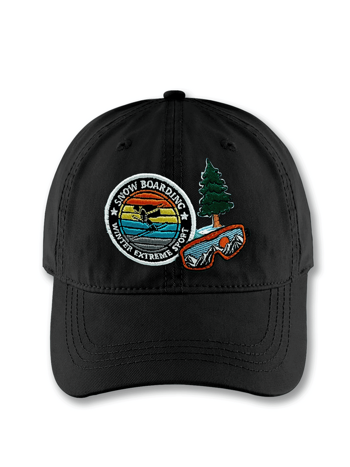 Snowboarding Adventure Embroidered Patch Baseball Cap – Winter Extreme Sports Mountain Dad Hat Gift for Riders