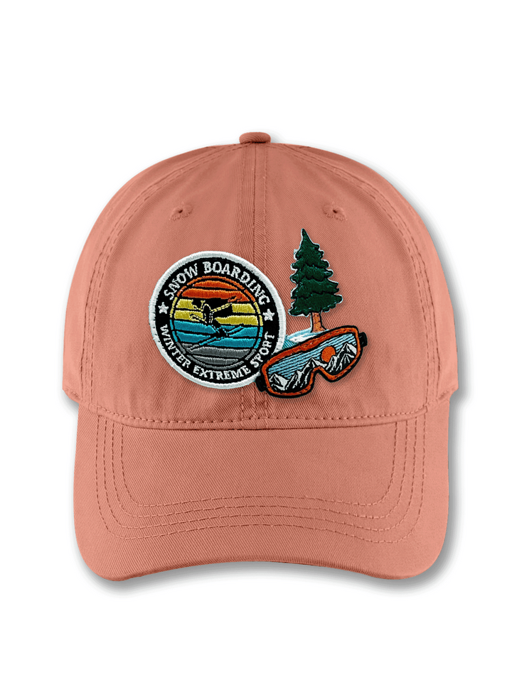 Snowboarding Adventure Embroidered Patch Baseball Cap – Winter Extreme Sports Mountain Dad Hat Gift for Riders