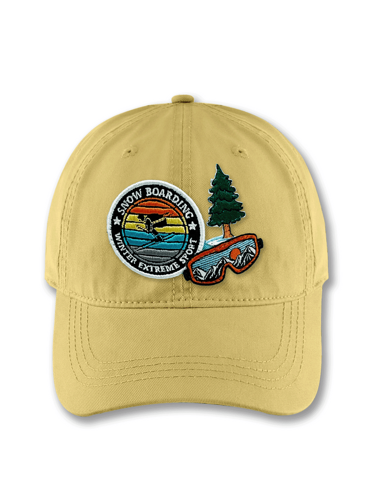 Snowboarding Adventure Embroidered Patch Baseball Cap – Winter Extreme Sports Mountain Dad Hat Gift for Riders
