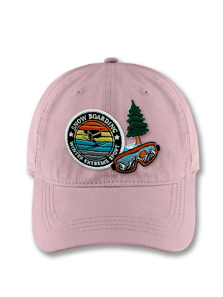 Snowboarding Adventure Embroidered Patch Baseball Cap – Winter Extreme Sports Mountain Dad Hat Gift for Riders