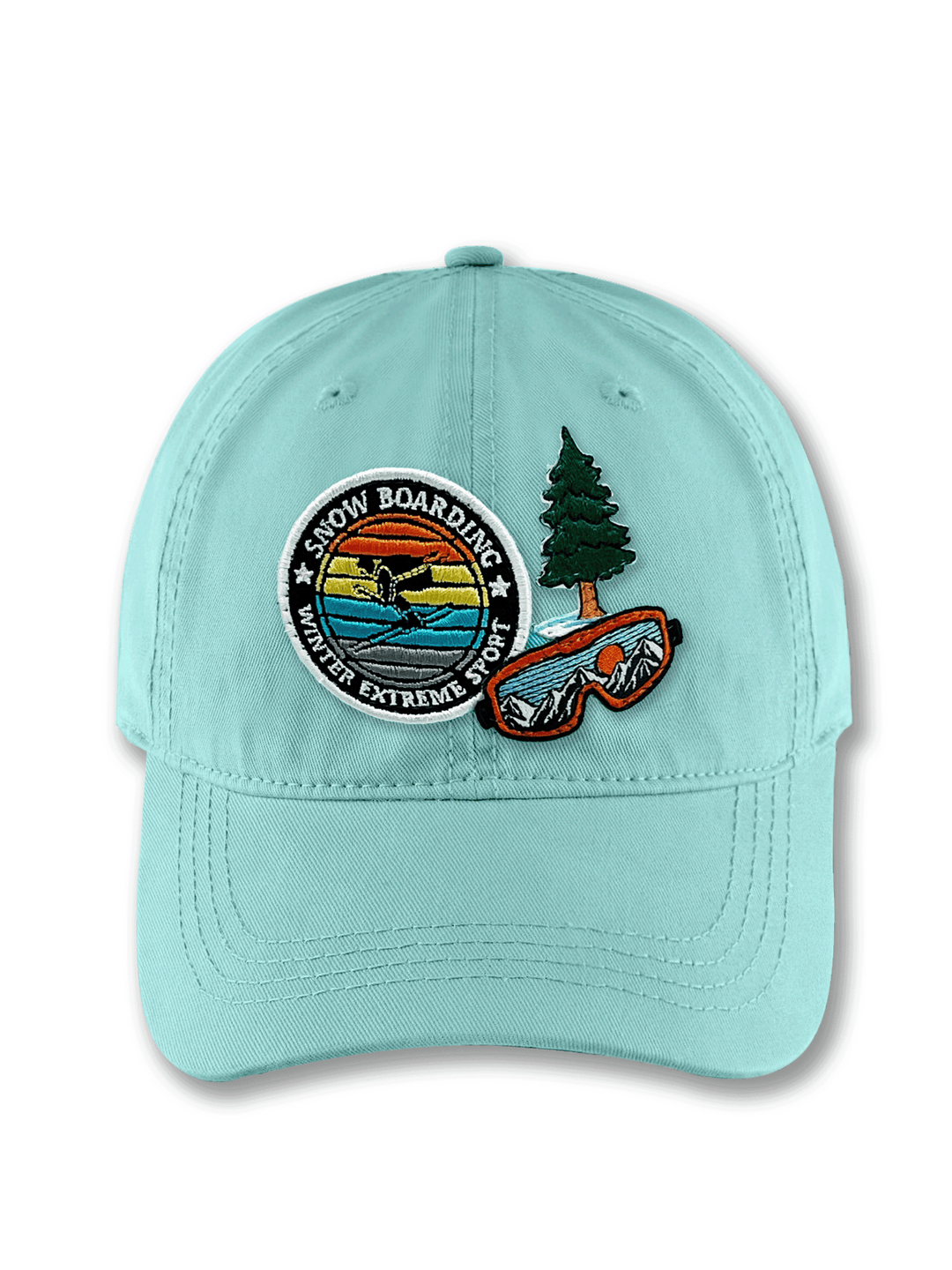 Snowboarding Adventure Embroidered Patch Baseball Cap – Winter Extreme Sports Mountain Dad Hat Gift for Riders