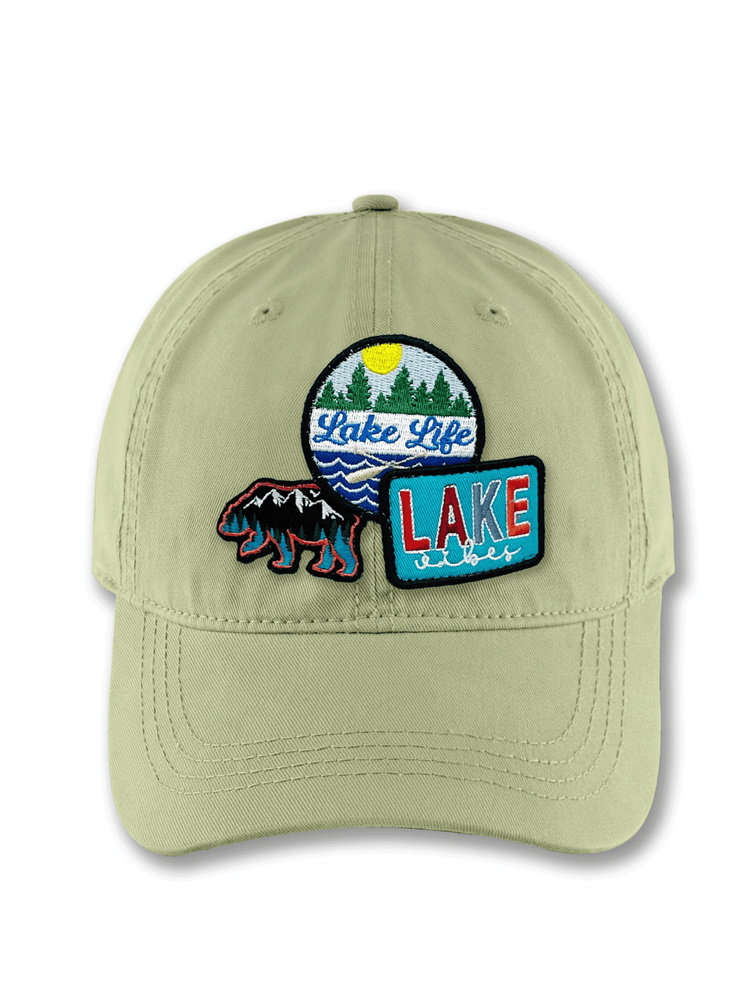 Lake Life Embroidered Patch Baseball Cap – Bear Canoe Adventure Dad Hat Gift for Nature Lovers