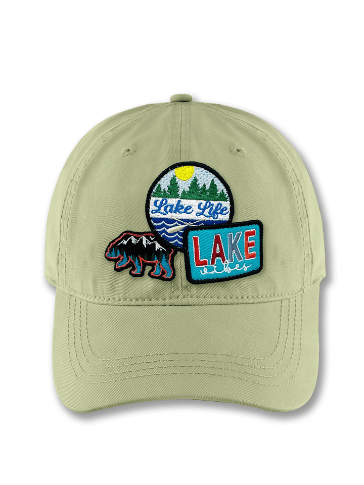 Lake Life Embroidered Patch Baseball Cap – Bear Canoe Adventure Dad Hat Gift for Nature Lovers