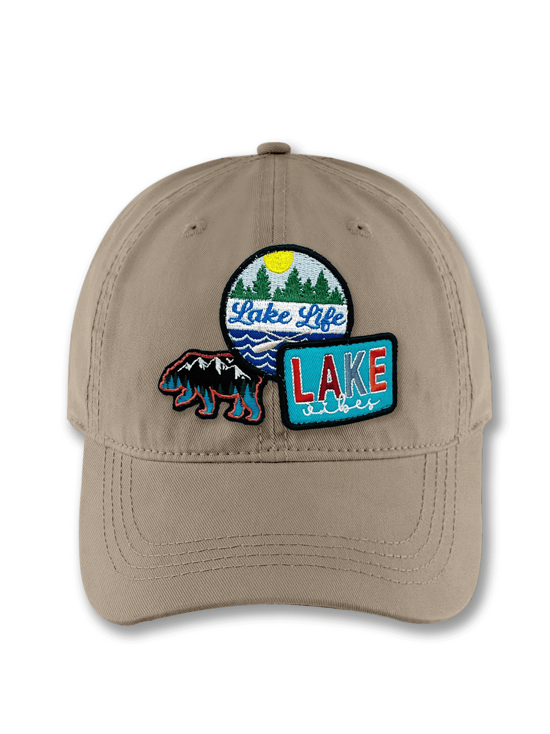 Lake Life Embroidered Patch Baseball Cap – Bear Canoe Adventure Dad Hat Gift for Nature Lovers
