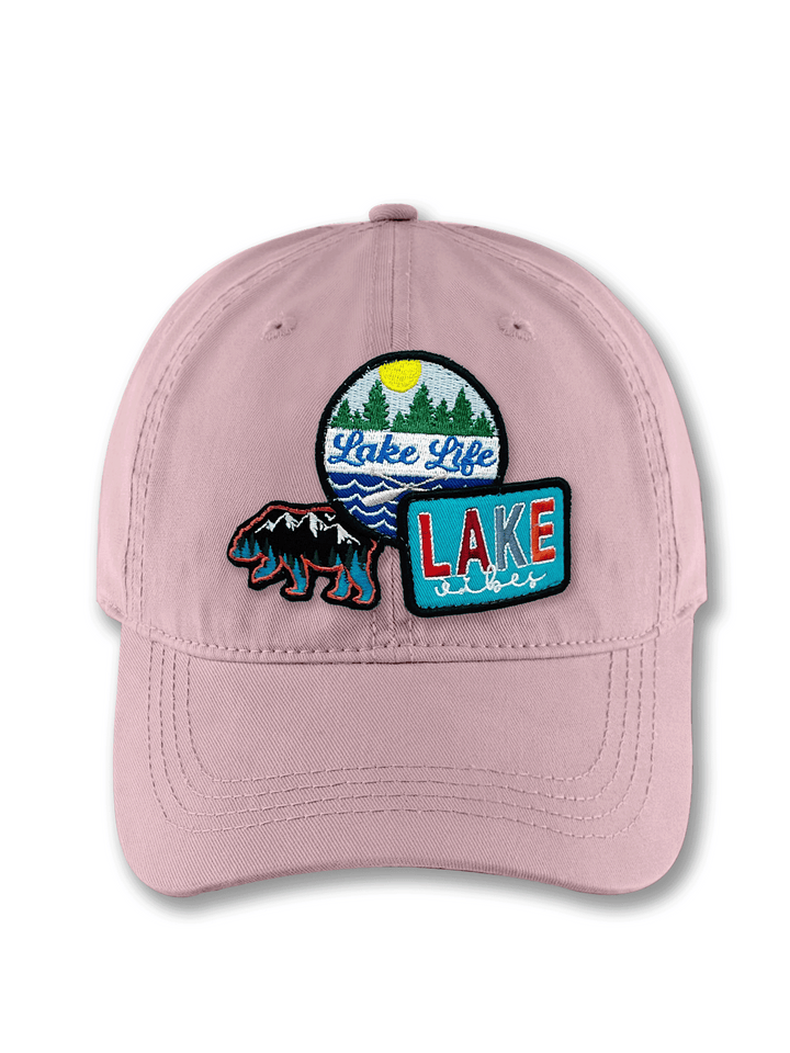 Lake Life Embroidered Patch Baseball Cap – Bear Canoe Adventure Dad Hat Gift for Nature Lovers