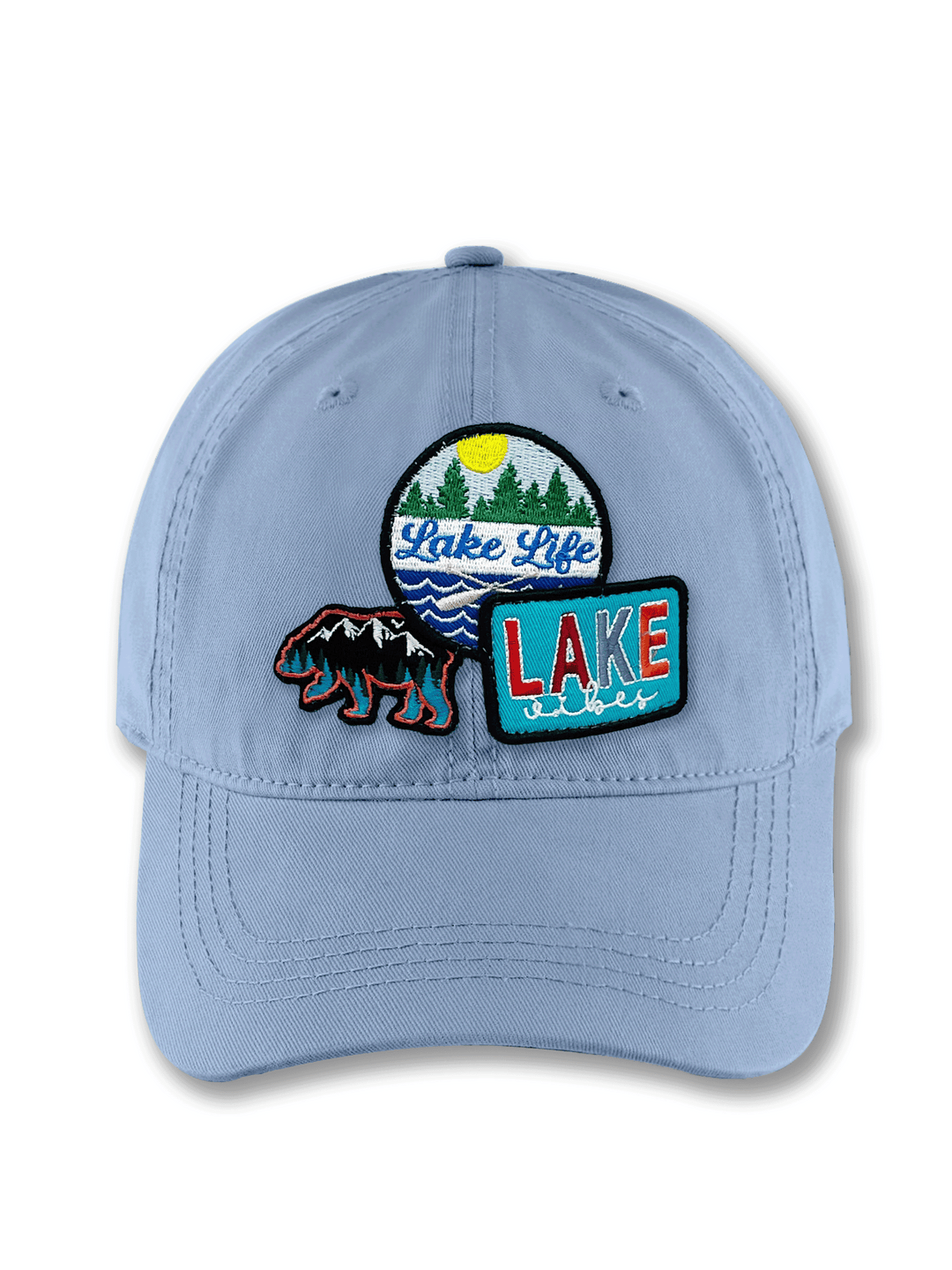 Lake Life Embroidered Patch Baseball Cap – Bear Canoe Adventure Dad Hat Gift for Nature Lovers