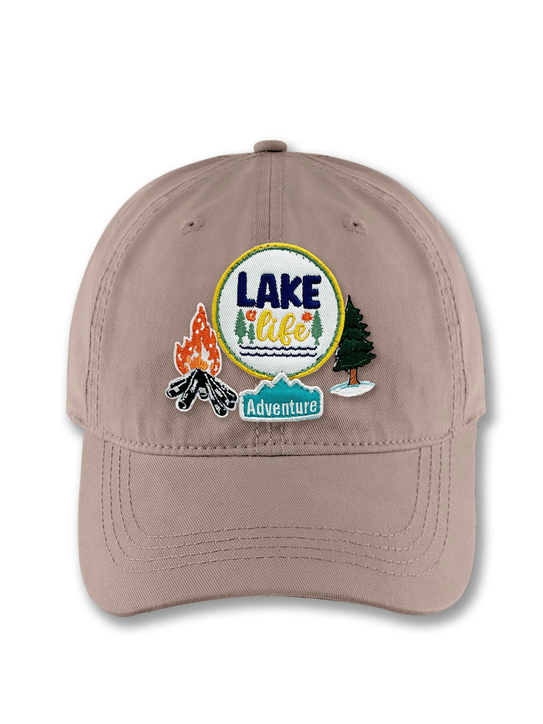 Lake Life Adventure Embroidered Patch Baseball Cap – Campfire Outdoor Explorer Dad Hat Gift for Campers
