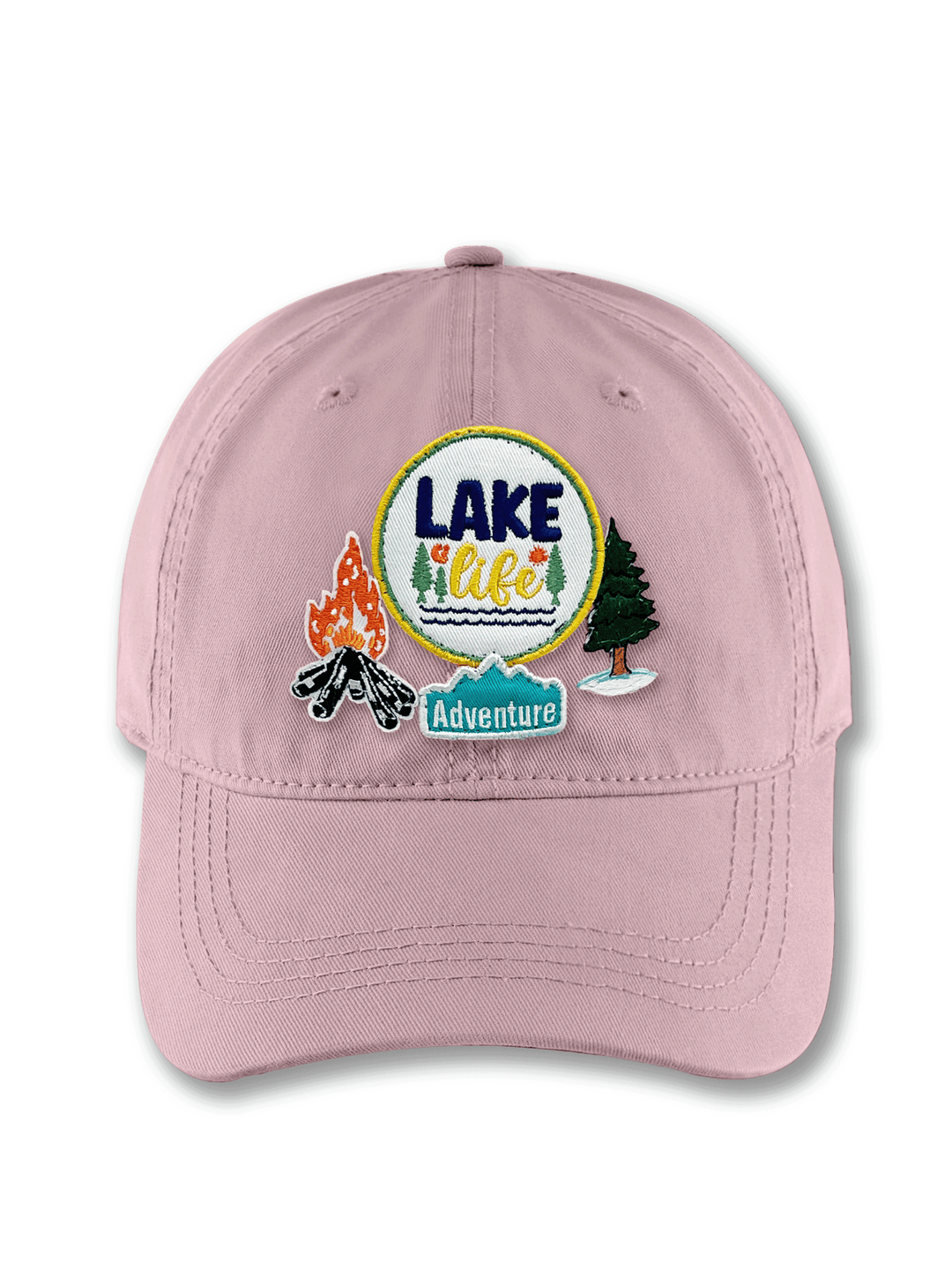 Lake Life Adventure Embroidered Patch Baseball Cap – Campfire Outdoor Explorer Dad Hat Gift for Campers