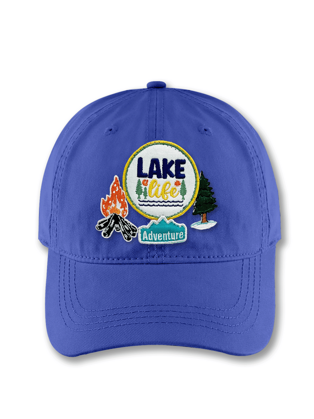 Lake Life Adventure Embroidered Patch Baseball Cap – Campfire Outdoor Explorer Dad Hat Gift for Campers