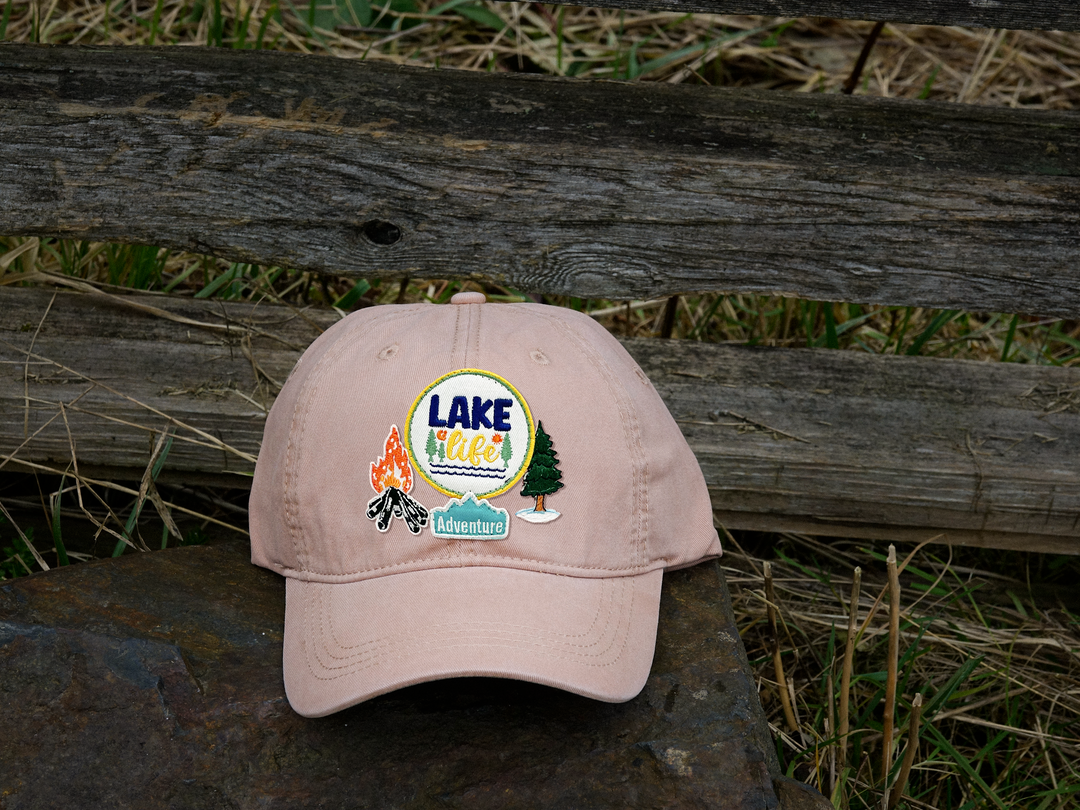 Lake Life Adventure Embroidered Patch Baseball Cap – Campfire Outdoor Explorer Dad Hat Gift for Campers