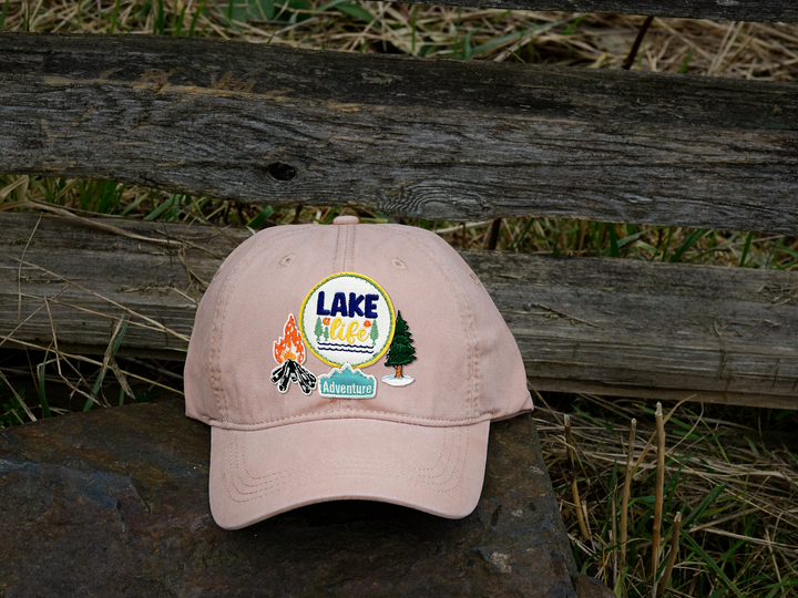 Lake Life Adventure Embroidered Patch Baseball Cap – Campfire Outdoor Explorer Dad Hat Gift for Campers