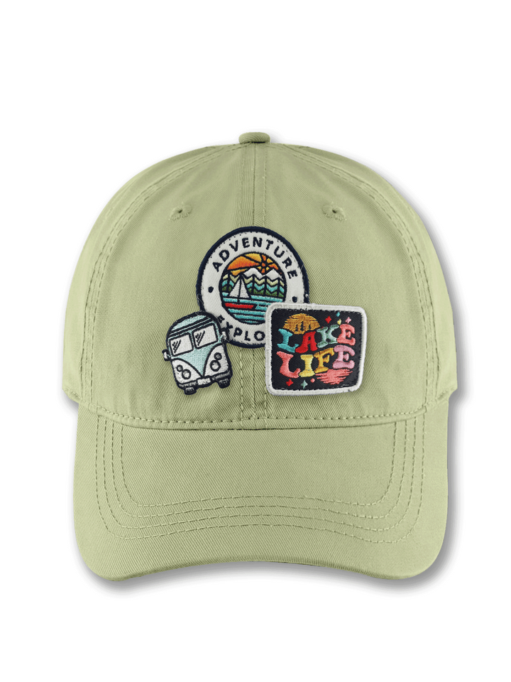 Lake Life Adventure Red Baseball Cap for Travelers and Outdoor Enthusiasts