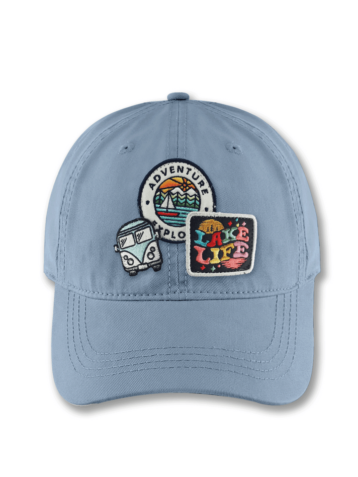 Lake Life Adventure Red Baseball Cap for Travelers and Outdoor Enthusiasts