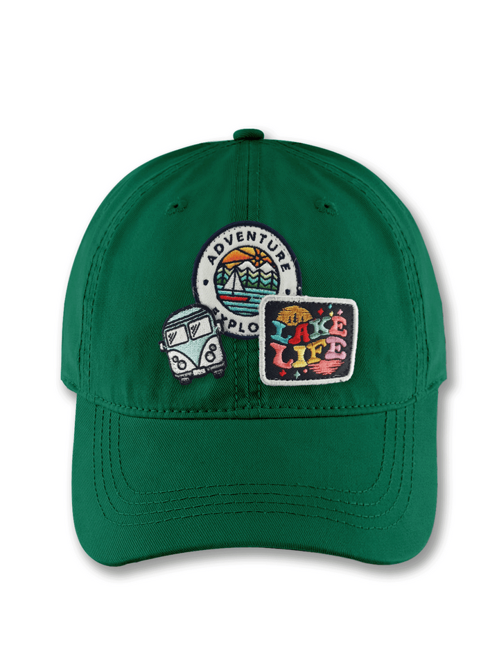 Lake Life Adventure Red Baseball Cap for Travelers and Outdoor Enthusiasts