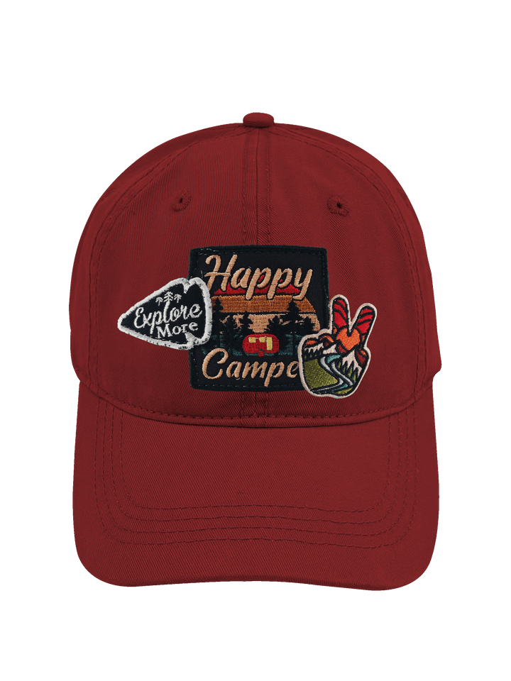 Happy Camper Embroidered Patch Baseball Cap