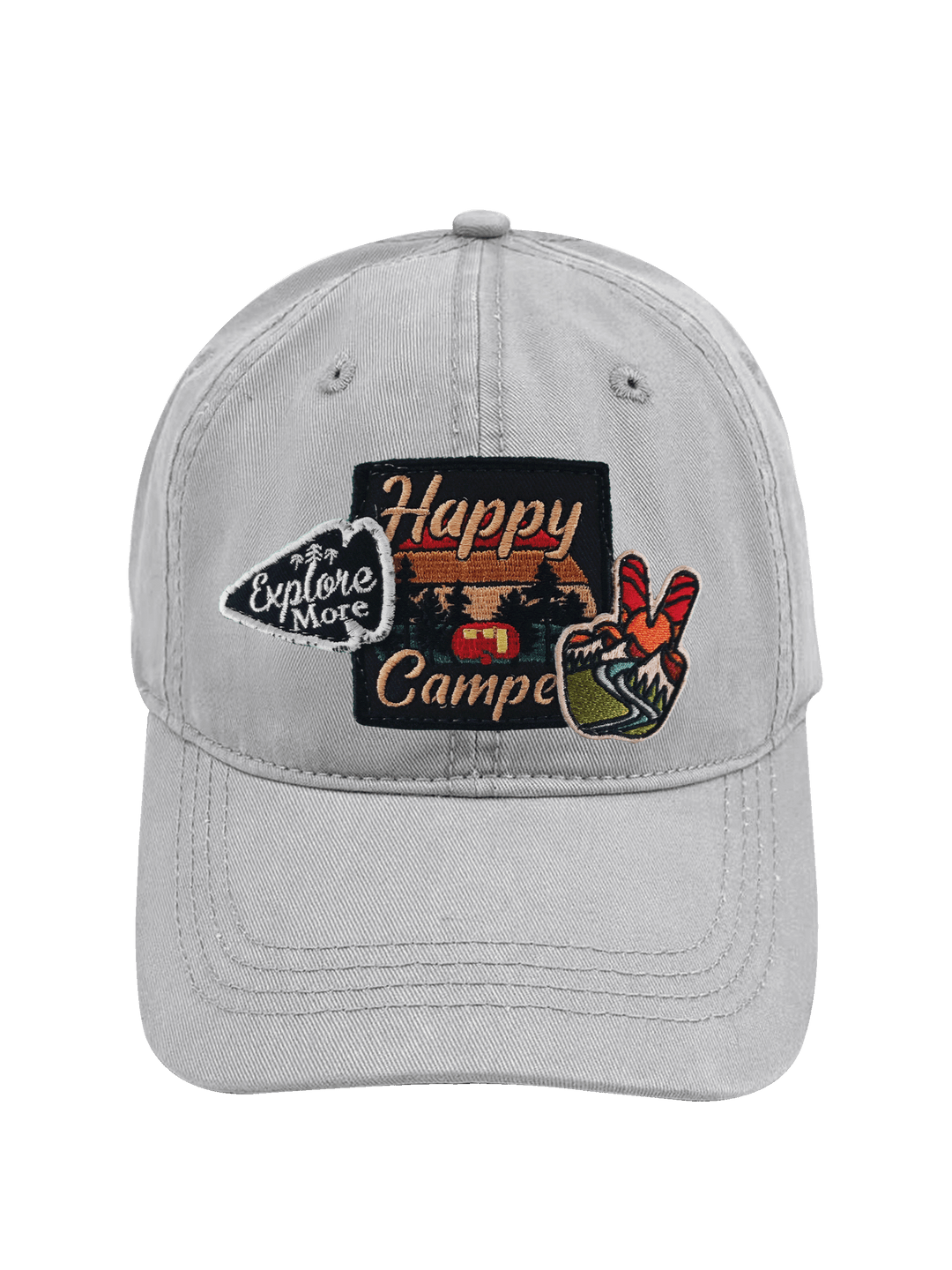 Happy Camper Embroidered Patch Baseball Cap